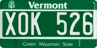 VT license plate XOK526