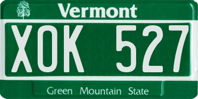 VT license plate XOK527