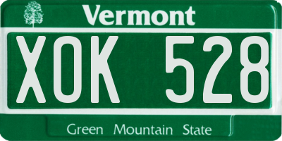 VT license plate XOK528