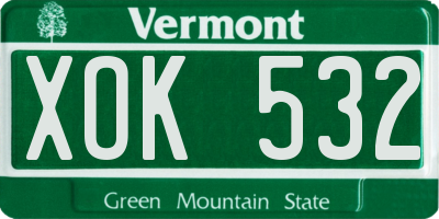 VT license plate XOK532