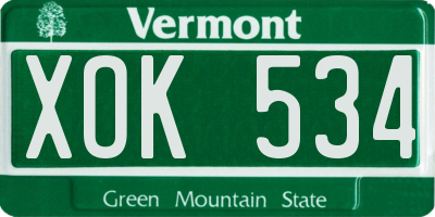 VT license plate XOK534