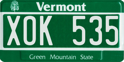 VT license plate XOK535
