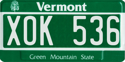 VT license plate XOK536