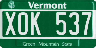 VT license plate XOK537