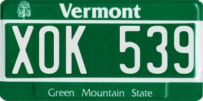 VT license plate XOK539