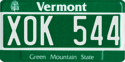 VT license plate XOK544