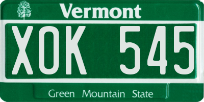 VT license plate XOK545