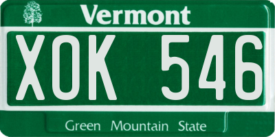 VT license plate XOK546