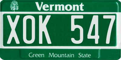 VT license plate XOK547