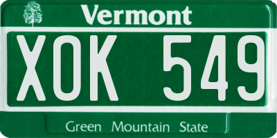 VT license plate XOK549