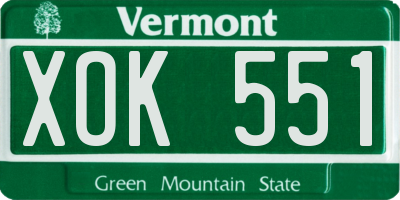 VT license plate XOK551