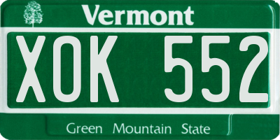 VT license plate XOK552