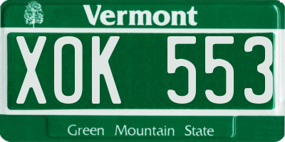 VT license plate XOK553