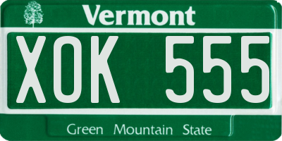 VT license plate XOK555
