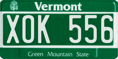 VT license plate XOK556