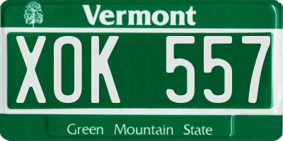 VT license plate XOK557