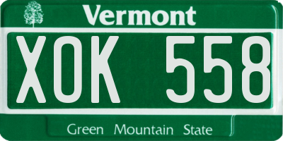 VT license plate XOK558