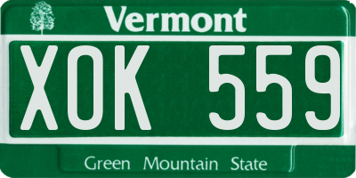 VT license plate XOK559
