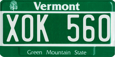 VT license plate XOK560