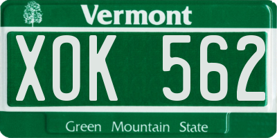 VT license plate XOK562