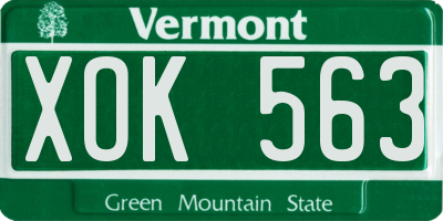 VT license plate XOK563