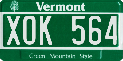 VT license plate XOK564