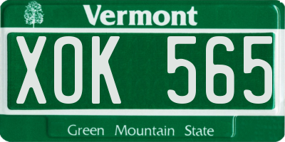 VT license plate XOK565