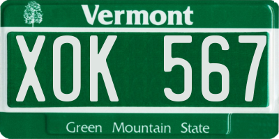 VT license plate XOK567