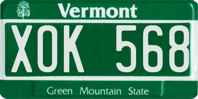VT license plate XOK568