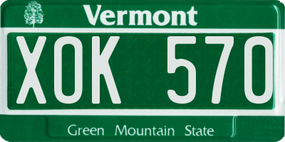 VT license plate XOK570
