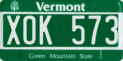 VT license plate XOK573