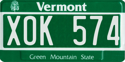 VT license plate XOK574