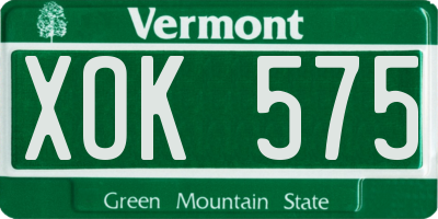 VT license plate XOK575