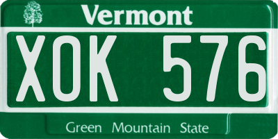 VT license plate XOK576