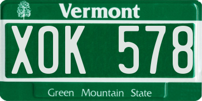 VT license plate XOK578