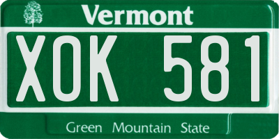 VT license plate XOK581