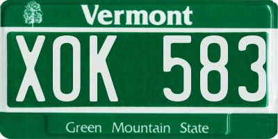 VT license plate XOK583