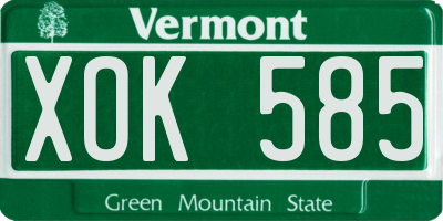 VT license plate XOK585
