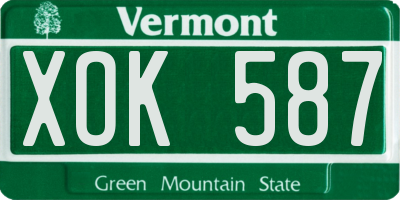VT license plate XOK587