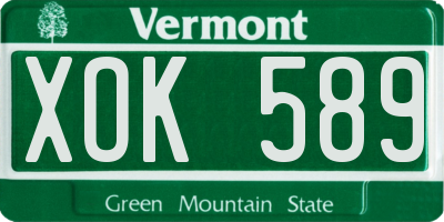 VT license plate XOK589