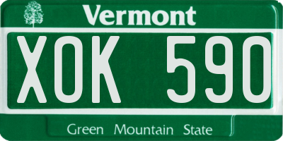 VT license plate XOK590