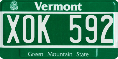 VT license plate XOK592