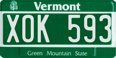 VT license plate XOK593