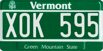 VT license plate XOK595