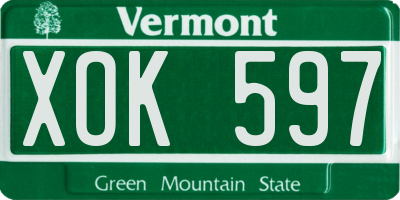 VT license plate XOK597