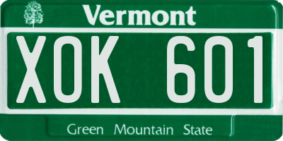 VT license plate XOK601
