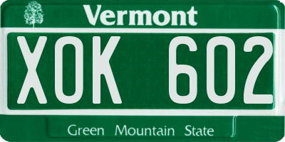 VT license plate XOK602