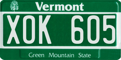 VT license plate XOK605