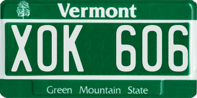 VT license plate XOK606