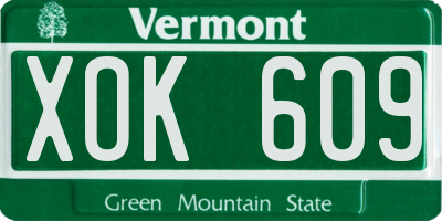 VT license plate XOK609